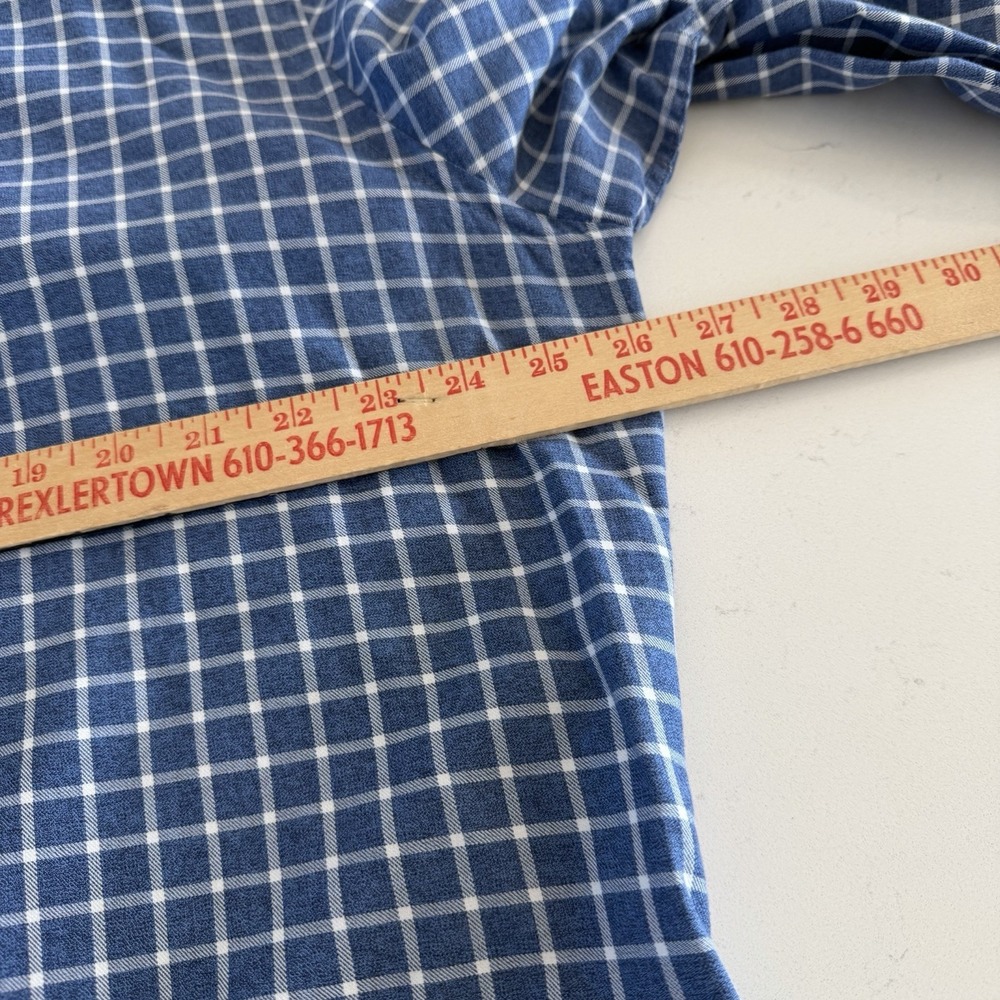 LEDBURY Slim Fit 100% Cotton Blue Herringbone Check Dress Shirt 17.5 34/35 - Picture 6 of 7
